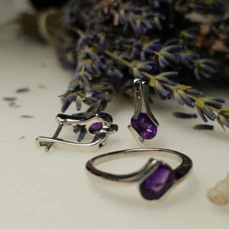 Cercei argint Serena, 925, cu ametist african - EVA0019 [3]