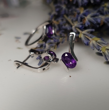 Cercei argint Serena, 925, cu ametist african - EVA0019 [2]