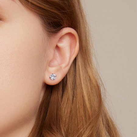 Cercei rotunzi negri din argint cu zirconii 6 mm [1]