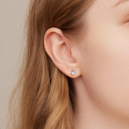 Cercei rotunzi aurii din argint cu zirconii 6 mm [1]