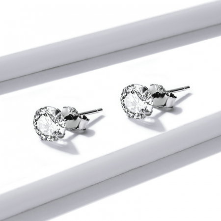 Cercei argint simpli cu zirconiu 6 mm [4]