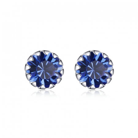 Cercei argint simpli cu zirconiu albastru