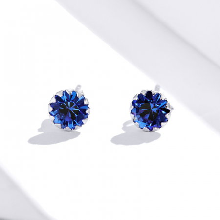 Cercei argint simpli cu zirconiu albastru [5]