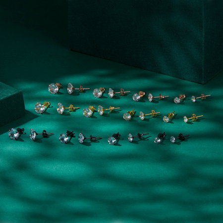 Cercei argint rotunzi cu zirconii 7 mm [10]