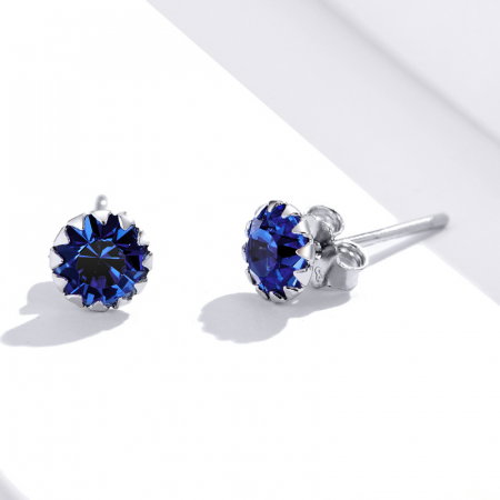 Cercei argint simpli cu zirconiu albastru [3]