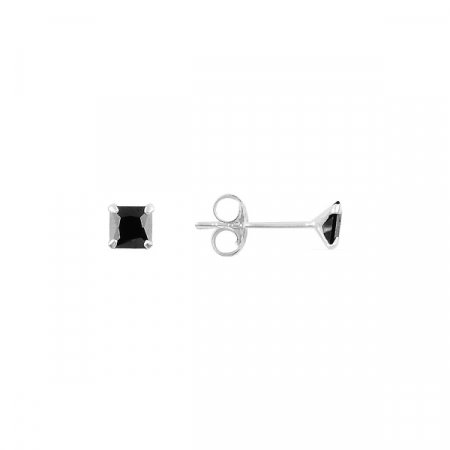 Cercei argint Solitaire cu zirconii 4 mm negre [0]