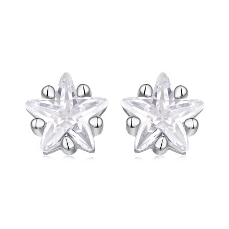 Cercei argint stea cu surub si Zirconia