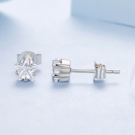 Cercei argint stea cu surub si Zirconia [6]