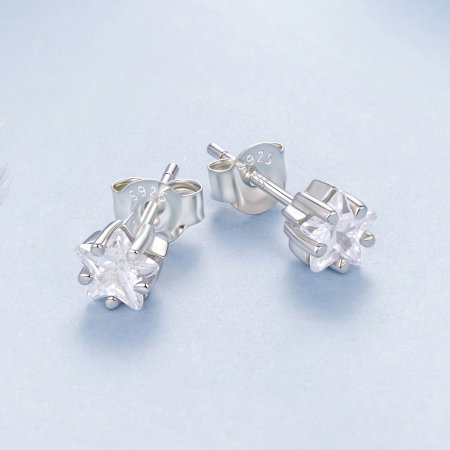 Cercei argint stea cu surub si Zirconia [4]
