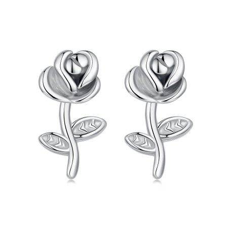 Cercei argint trandafir cu surub