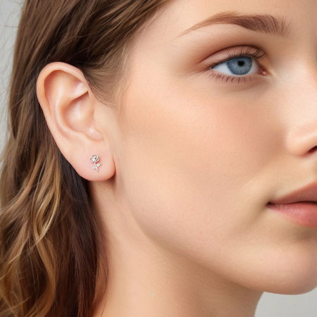 Cercei argint trandafir cu surub [1]