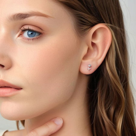 Cercei argint trandafir cu surub [3]