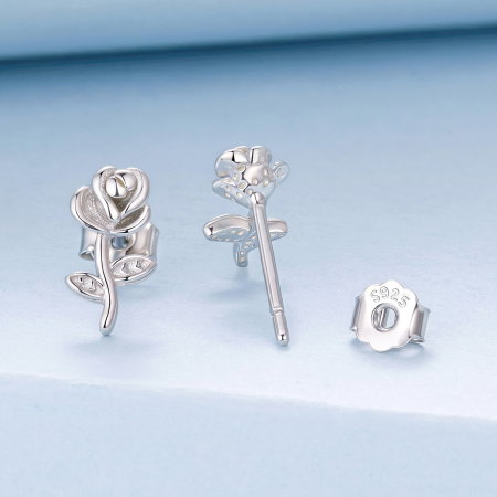 Cercei argint trandafir cu surub [2]