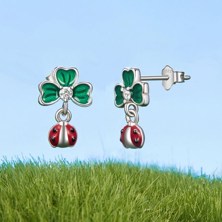 Cercei argint trifoi cu 4 foi si gargarita [4]