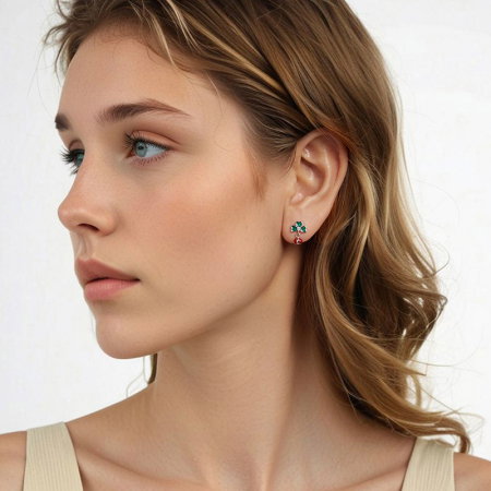 Cercei argint trifoi cu 4 foi si gargarita [5]