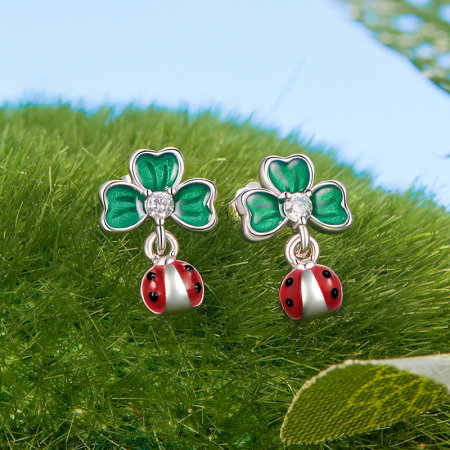 Cercei argint trifoi cu 4 foi si gargarita [2]