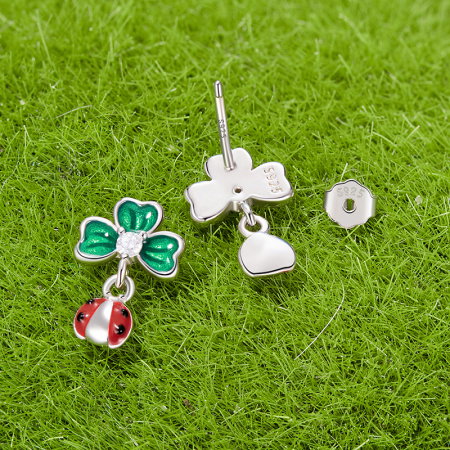 Cercei argint trifoi cu 4 foi si gargarita [6]