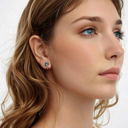 Cercei argint trifoi cu 4 foi si gargarita [7]