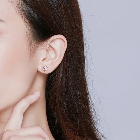 Cercei argint trifoi cu patru foi placati cu aur roz [8]