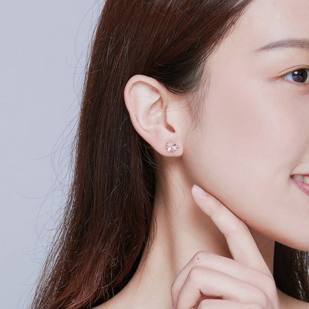 Cercei argint trifoi cu patru foi placati cu aur roz [1]