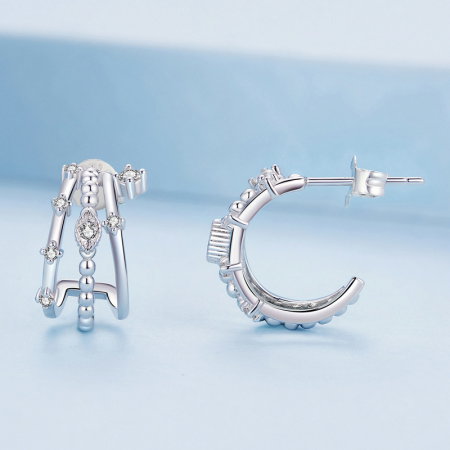 Cercei argint tripli cu zirconii [4]