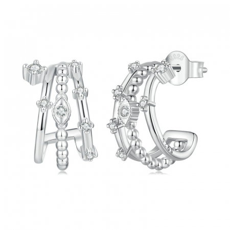 Cercei argint tripli cu zirconii [6]