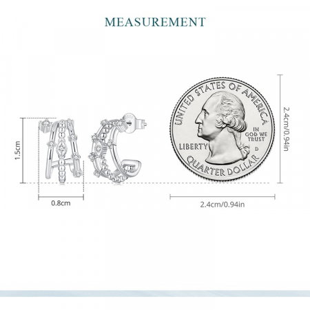 Cercei argint tripli cu zirconii [7]