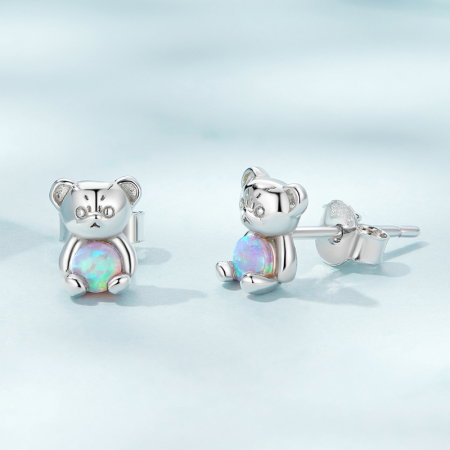 Cercei argint ursuleti cu opal [2]