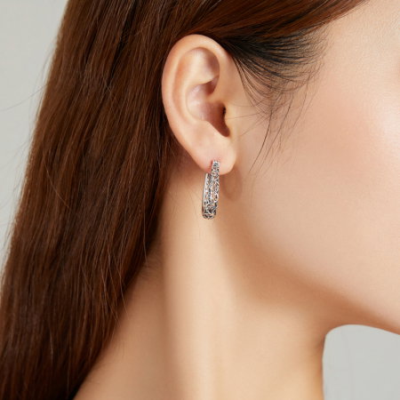 Cercei argint vintage cu model floral [7]