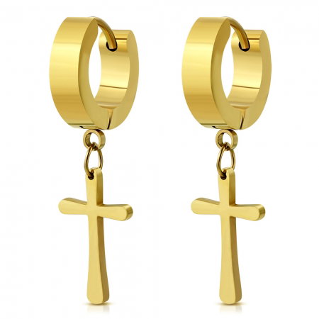 Cercei aurii din inox cu cruciulite [0]