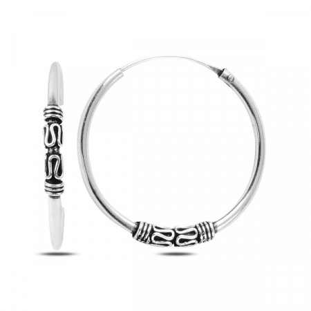 Cercei creole mari (30 mm) cu model din argint oxidat - ETU0181 [0]