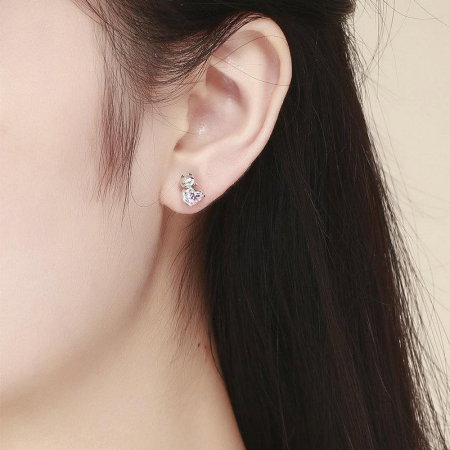 Cercei cu surub pisicuta somnoroasa cu zirconii roz [4]