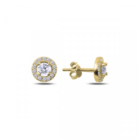 Cercei din argint placat cu aur galben, cu zirconii albe - ETU0135 [0]