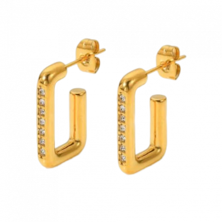 Cercei eleganti din inox auriu cu zirconii [8]