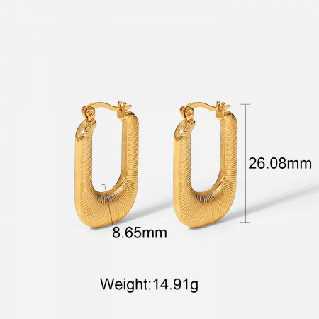 Cercei eleganti din inox auriu in forma de U [5]