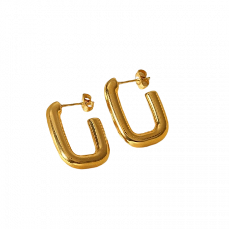 Cercei eleganti din inox auriu in forma de U [0]