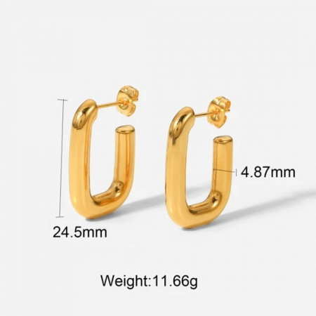 Cercei eleganti din inox auriu in forma de U [2]