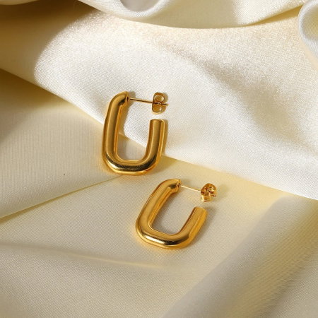 Cercei eleganti din inox auriu in forma de U [1]