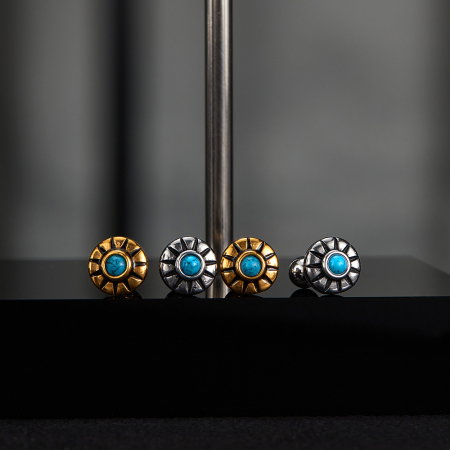 Cercei inox aurii cu turcoaz [1]