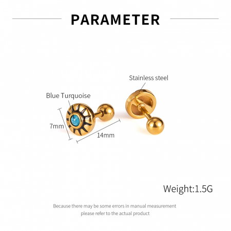 Cercei inox aurii cu turcoaz [7]