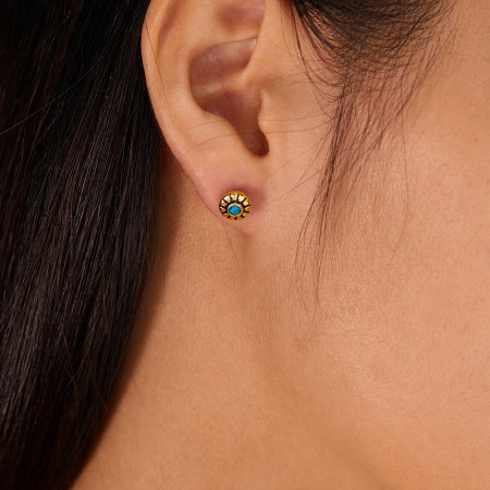 Cercei inox aurii cu turcoaz [2]