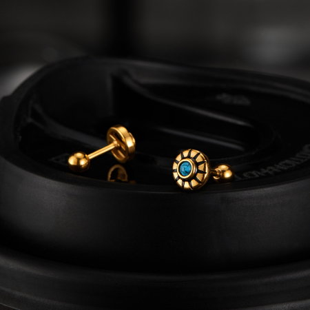 Cercei inox aurii cu turcoaz [8]