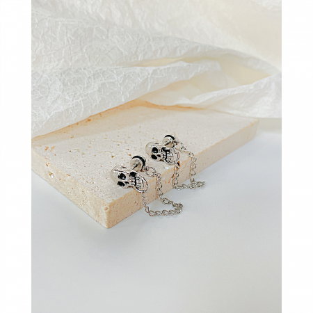 Cercei inox cranii si lanturi [7]