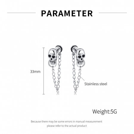 Cercei inox cranii si lanturi [6]