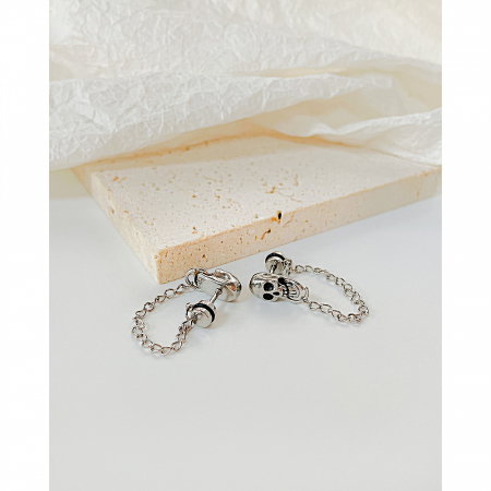 Cercei inox cranii si lanturi [9]