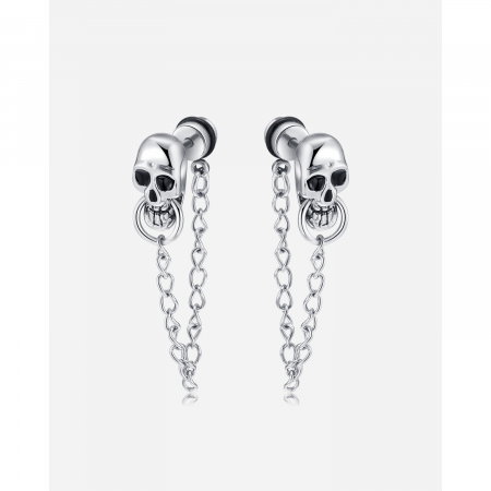 Cercei inox cranii si lanturi [1]