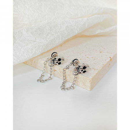 Cercei inox cranii si lanturi [2]