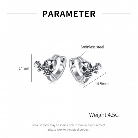 Cercei inox craniu cu trandafir [5]
