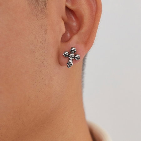 Cercei inox cruce de cranii [5]