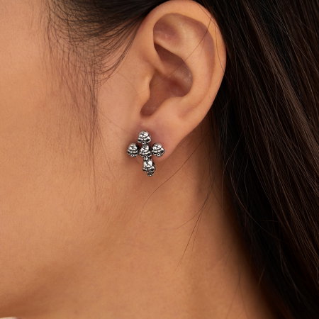 Cercei inox cruce de cranii [3]